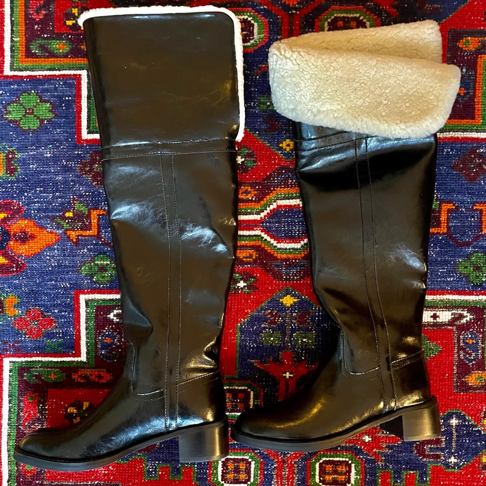 faux leather over the knee boots